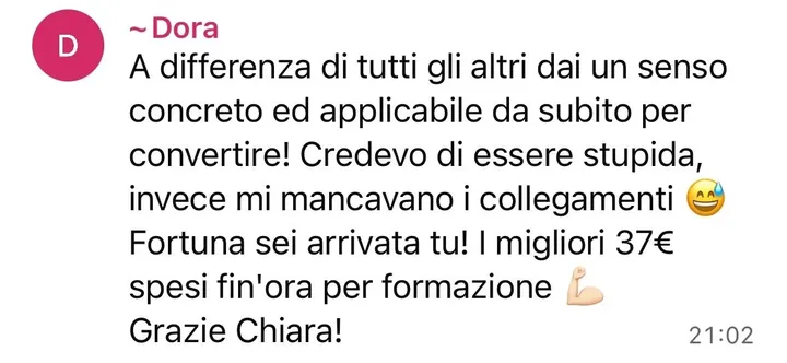 Messaggio di Dora: un senso concreto e applicabile da subito, le mancavano solo i collegamenti