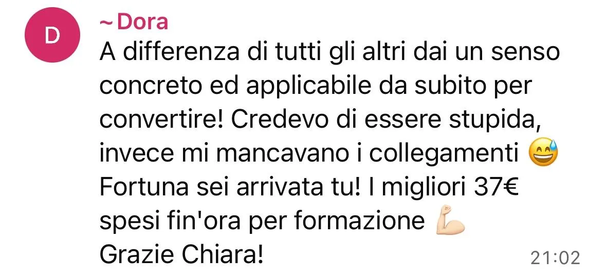 Messaggio di Dora: un senso concreto e applicabile da subito, le mancavano solo i collegamenti