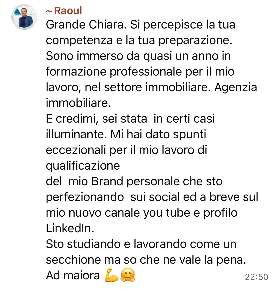 Messaggio di Raoul, agente immobiliare: spunti eccezionali per la qualificazione del suo brand personale